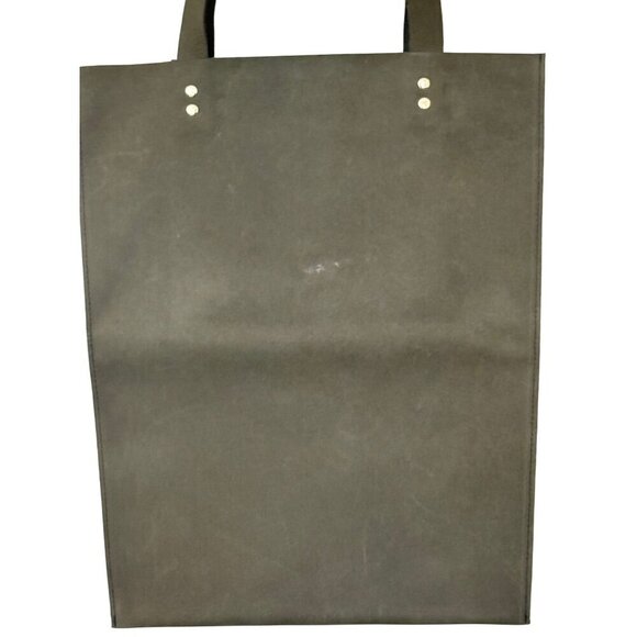KIKO Leather Shopper Tote Bag Gray / Cocoa Minimalist Modern Purse 12x15 Travel - Picture 2 of 9